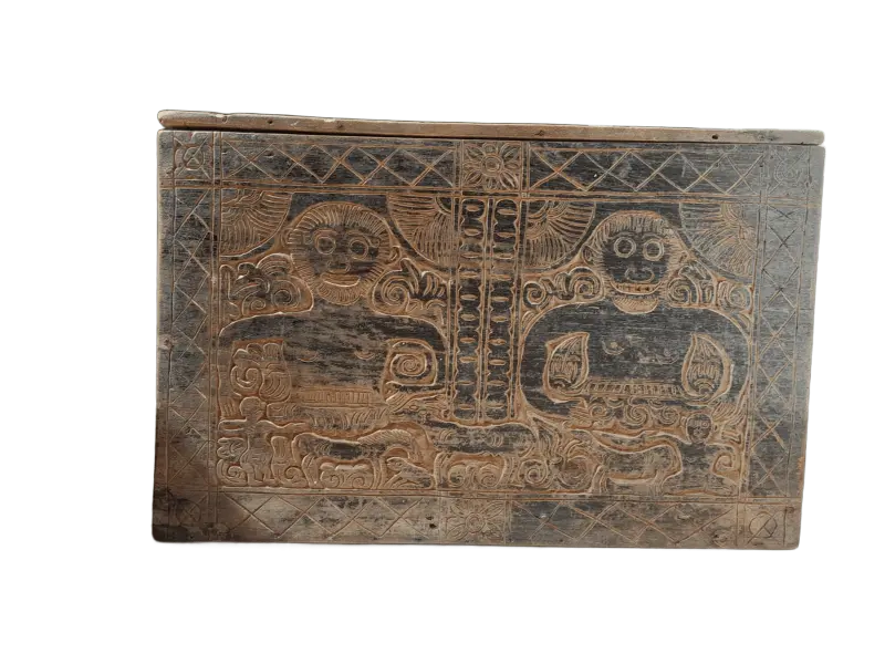 balinese influenced carved wooden box from lombok back
