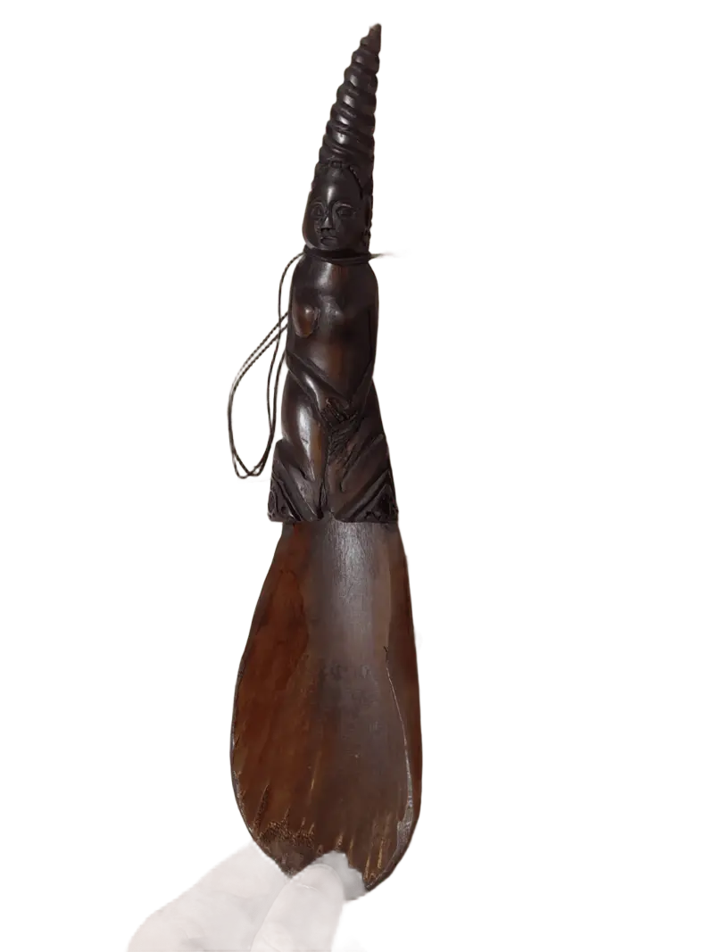 carved buffalo horn rice scooper from lombok