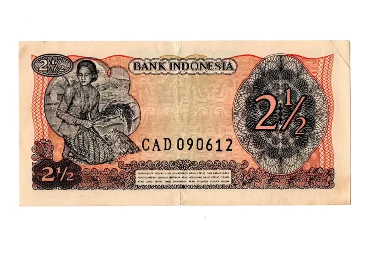 bancnota dua sentengah rupiah 1968 verso