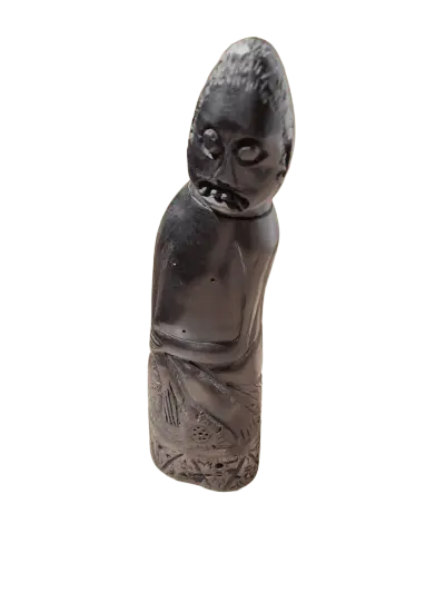 carved buffalo horn betel containers from lombok male detail