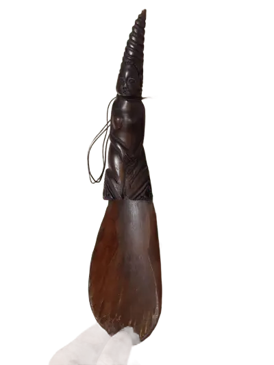 carved buffalo horn rice scooper from lombok