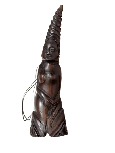 carved buffalo horn rice scooper from lombok detail