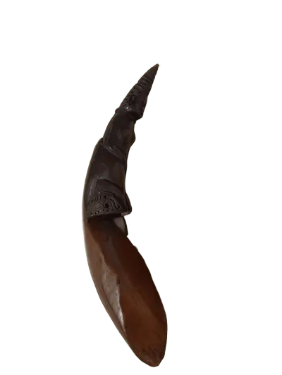 carved buffalo horn rice scooper from lombok side