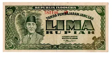 bancnota lima rupiah 1947 fata