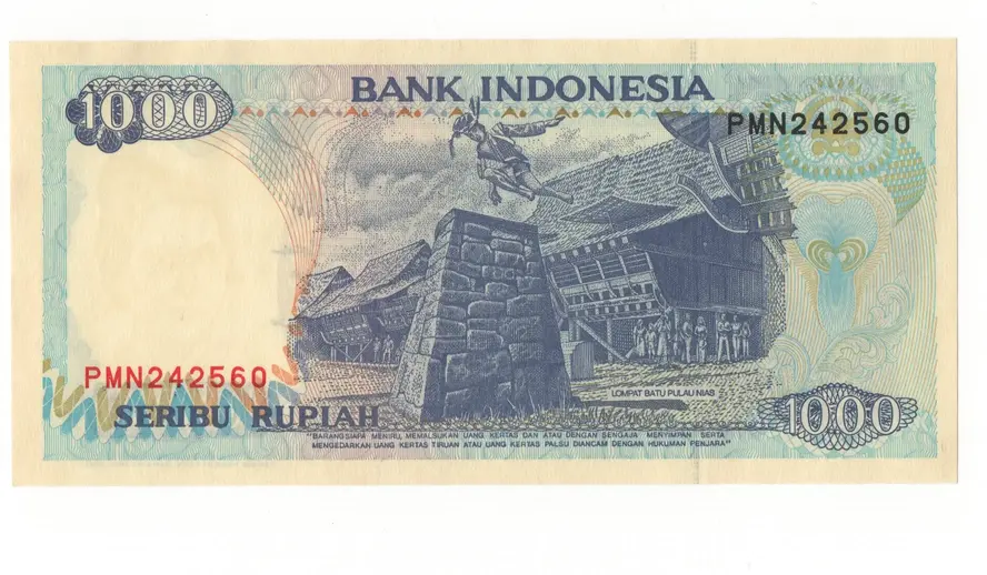 bancnota seribu rupiah 1992 verso